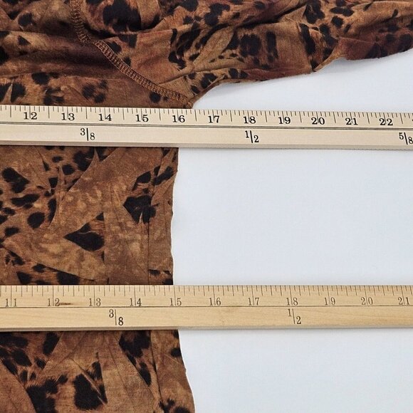 Sno Skins Leopard Print Turtleneck Top Brown Women's XS Slim Preppy Lounge Wear - Picture 6 of 7